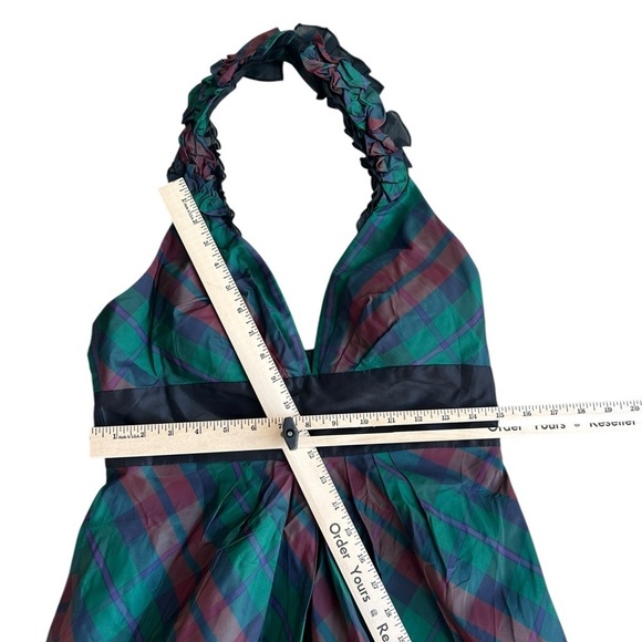 Kay Unger Women's Plaid Halter Cocktail Dress Size 8 - Picture 7 of 11